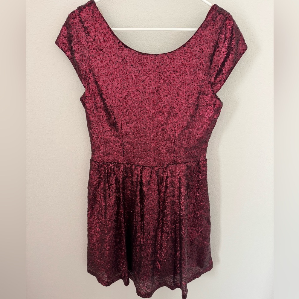 Elegant Burgundy Sequin dress